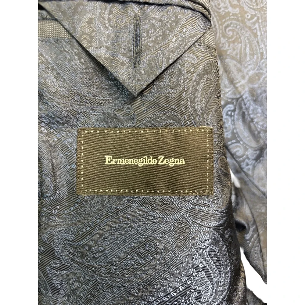 Ermenegildo Zegna Italy 54 44R Navy Windowpane Blazer Jacket Sport Suit Coat